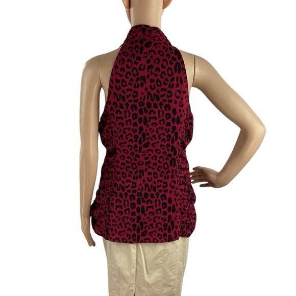 Express Leopard Print Sleeveless Halter Top Red Black Size M - Picture 5 of 7